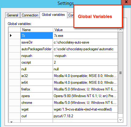 Ketarin Global Variables