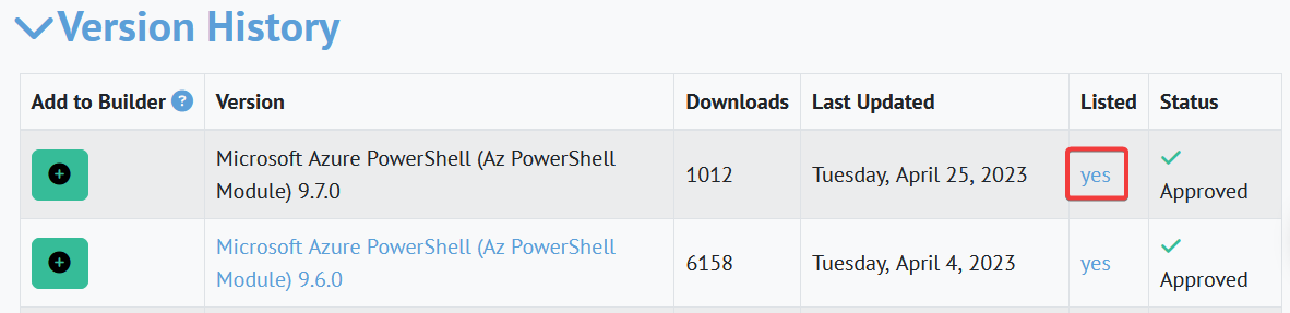 Example of a package visibility on the Chocolatey Community Repository