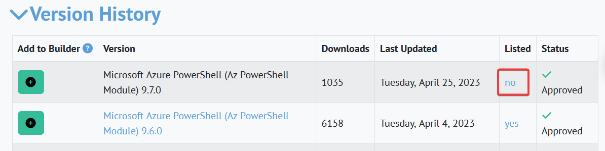 Example of unlisted a package from the Chocolatey Community Repository