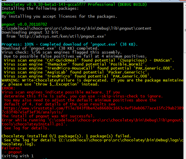 Virus scan failure